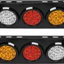 auovo LED Truck/Trailer Tail Lights with Iron Bracket Base - Waterproof DC12-24V 48-LED Tail Light Bar for Turn/Signal/Running Lamps Fits any Truck/RV/Camper/Trailer etc(2 PCS) (Red/Amber/White)