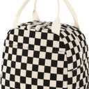 Bluboon Lunch Bag for Women Men Cute Corduroy Lunch Tote Bags Reusable Insulated Lunch Box Large Capacity Reusable Insulated Cooler for Work Picnic or Travel (Corduroy Black White checkered)
