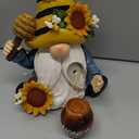 basen Bee Gnome Solar Garden Statue Outdoor Decor, Resin Gnome with Sunflower and Honey Jar, Solar Powered Lighted Yard Lawn Patio Porch Decoration, Waterproof Yard Art