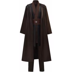 Men's Hooded Robe Cloak Tunic Costume Halloween Cosplay Costume Uniform Outfits (X-Large, Brown)