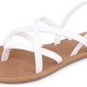 Huayuanwell Women's Gladiator Flat Sandals Fisherman Strappy Sandals Ankle Strap Sandals (White)