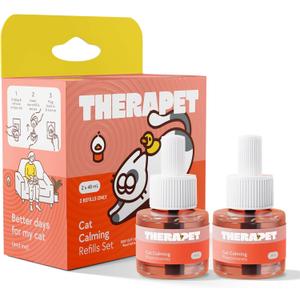 TherapetMD Cat Calming Diffuser Refill Kit (2-Pack, 60-Day Supply) – Cat Pheromone Refill for Stress, Pee Spraying, Fighting, Aggression, Meowing & Scratching – Use with TheraPet MD Diffuser