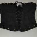 Milumia Women's Faux Suede Lace Up Tube Top Boho Strapless Sleeveless Western Crop Corset Tops, XS