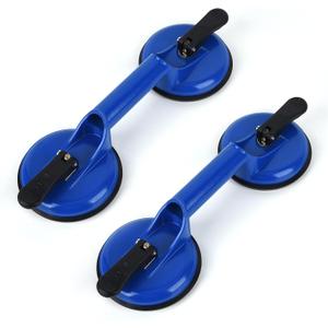 FCHO Suction Cups Heavy Duty Aluminum Vacuum Plate Handle Glass Holder Hooks to Lift Large Glass/Tile Lifter/Moving Glass/Pad for Lifting/Dent Puller (Blue,2 Pack)