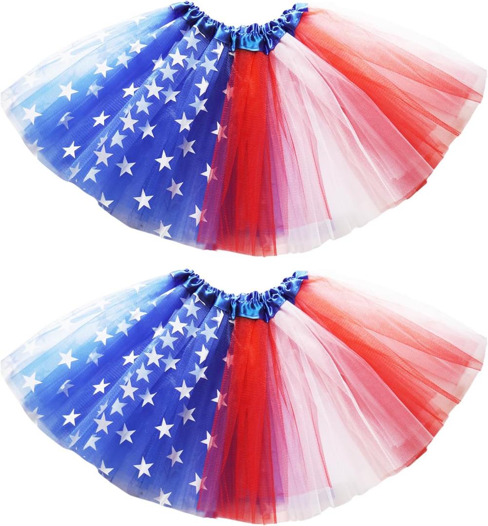 Red White Blue Tutu Skirt for Women Adult 3-Layer Plus Size Patriotic Tulle Skirt for 4th of July, USA Theme Party Costume (Blue)