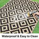 Smiry Outdoor Rug 6x9 ft Waterproof Reversible Boho Mat, Black & Beige