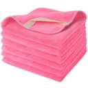 SINLAND Microfiber Facial Cloths Fast Drying Washcloth 12inch x 12inch Dark pink 6 pack