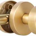 naubea Satin Brass Door Knob Passage Door Knobs Interior Brushed Brass Closet Door Knobs Modern Round Gold Door knob Indoor for Closet Hallway