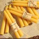 24 Pack Beeswax Taper Candles, 7 inch Dripless and Smokeless All Natural Beeswax Candles Sticks, 7 Hours Burning Time Meditation Candle, Nontoxic Unscented Bee Wax Candle for Home (Yellow)