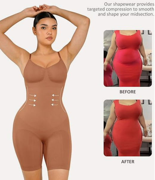 FeelinGirl Shapewear Bodysuit Tummy Control Seamless Sculpting Hip Enhancer Body Shaper for Women, XL