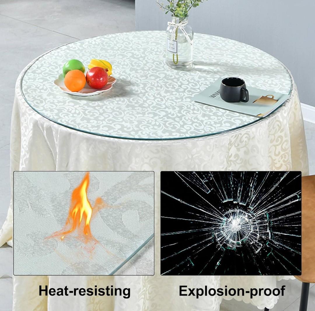 18" Tempered Glass Table Top Round Transparent Table Surface 1/4'' Thick Pencil Polished Edge Multipurpose for Dining, Coffee, Restaurant and End Table (18.11 inch)