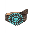 GORGLITTER Women's Western Leather Belt Vintage Turquoise Buckle Waist Belt for Dress