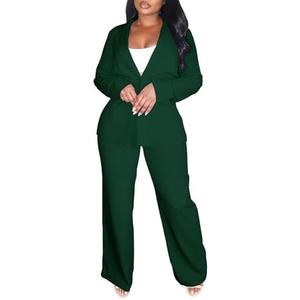 Elainone Pant Suits for Women Professional 2 Piece Outfits Solid Color Button Down Business Casual Blazer Sets, S