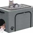 Honiakaka Cat Litter Box Enclosure with Cat Bed; Hidden Enclosure Litter Tray in Living Room, Bedroom, Corner; Kitten Washroom Fit Most of Litter Box; Large Pet Litter Box Pee Shield