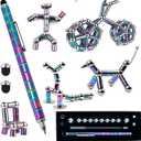 Fidget Pen Decompression Magnetic Metal Pen, Toy Pen Relieving Stress Build Various of Shapes, Strato Pen Multifunctional Deformable Magnet Writing Pen Polar Pen for Christmas Gift (Pen Colorful) (Multicolor)