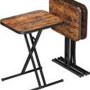 Kitstorack Folding TV Tray Tables Set of 2, No Assembly, Rounded Metal Rims, 18.9 x 14.2 x 26.3 inches