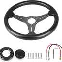 13.8 Auto Racing Steering Wheel Flat Drifting 6 Bolts Car Sport Steering Wheel Pu Leather and Aluminum Spokes with Horn Button