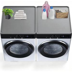 2PCS Washer and Dryer Covers for The Top, 27In X 27In Silicone Dryer Top Protector Mat, Waterproof, Scratch Resistant, Washable, Dryer Countertop for Home Kitchen and Laundry Room (Grey-2Pack)