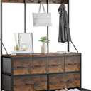 LUMTOK 8 Drawers Dresser, Chest of Drawer, Clothes Rack with Fabric Drawers, Hall Tree with Hooks and Drawers for Clothes, Toys, for Hallway, Entryway,Bedroom, Living Room(Rustic Brown)