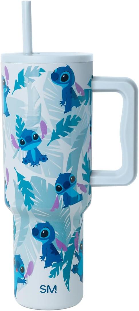 Simple Modern Disney 40 oz Tumbler with Handle and Straw Lid | Insulated Stainless Steel Water Bottle Travel Mug | Gifts for Women Men | Trek Collection | 40oz | Tropical Stitch
