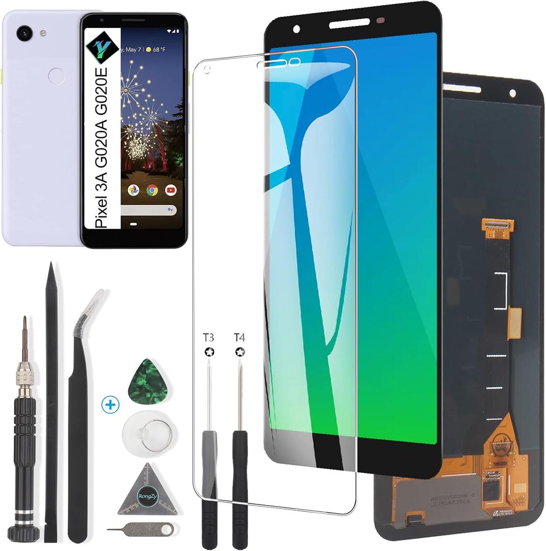 Display for Google Pixel 3A OLED Screen Replacement Touch LCD Screen Digitizer Assembly for Google Pixel 3A G020A G020E G020B LCD with Tools(Black)