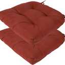 FUNHOME Outdoor Chair Cushions 19 x19 Inch, Water Resistant Tufted Seat Cushions 19", Reversible, Weather Resistant, Rounded Back Wicker Chair Cushion for Patio Garden Furniture(Dark Red)