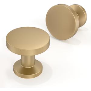 10 Pack Champagne Bronze Cabinet Knobs 1-1/5 Inch(30mm) Single Hole Cabinet Pulls Round Kitchen Cabinet Knobs Drawer Knobs