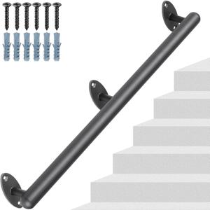 SELEWARE 50 Inch Pipe Stair Handrail Metal Staircase Handrail Industrial Hand Rails for Indoor & Outdoor Steps Wall Mount Hand Rails for Indoor Stairs 1.3" Pipe Safety Grab Bar for Stairs Porch