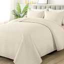 HYLEORY Quilt Set King Size - Soft Lightweight Quilts Summer Quilted Bedspreads - Reversible Coverlet Bedding Set for All Season 3 Piece (1 Quilt 106"x96", 2 Pillow Shams 20"x36") - Beige