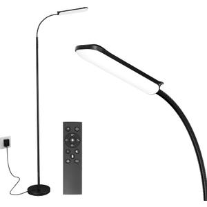 FRIDEKO HOME LED Floor Lamp with Remote, Dimmable Bright Reading Lamp for Crafts, Painting, Office & Bedroom, Adjustable Gooseneck Standing Light, 4 Color Temperatures, 1800LM, Touch Control, Black