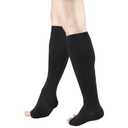Truform 20-30 mmHg Compression Stockings for Men and Women, Knee High Length, Open Toe, Black, Large