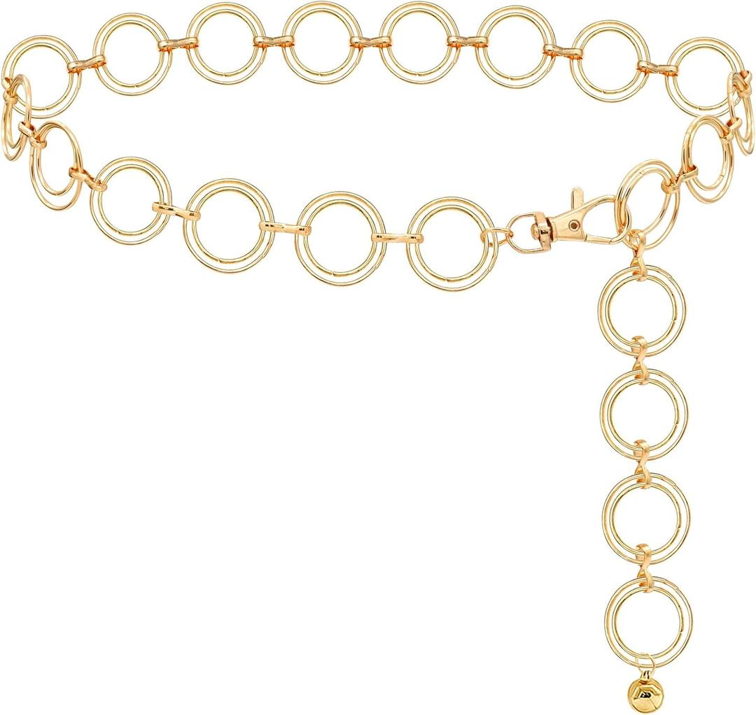 LIMHOO Metal Waist Chain for Women Chunky Belly Link Chain Belt for Dresses (L)