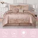 LANCO MODERN LIFESTYLE Bright Blush 7 Piece Comforter Set, King, Elegant Floral Jacquard, Ultra Soft Bed Set for All Seasons, Bed in a Bag, Include Comforter, Bed Skirt, Pillow Shams & Decor Pillows