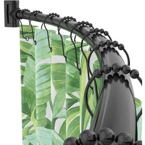 Curved Shower Curtain Rod For Bathroom 38-72 Inches, Adjustable Length, Curved Shower Rod, 0.9MM thickness, Round Shower Curtain Rods, Rotate Bracket For Large Shower Space, Need Drilling, Black