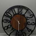 LEIKE Large Wall Clocks for Living Room,Silent,Non Ticking,Battery Operated Oversized Vintage Round Modern Wood Wall Clock for Bedroom,Farmhouse,Office Home Decor-24 Inch(Black-Arabic Number) (Black Wood-arabic Number)