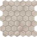 5-Sheet Peel and Stick Stone Tiles, Hexagon Peel and Stick Stone Backsplash 3D Marble Look Stick on Backsplash for Kitchen Fireplace (Hexagon Mixed Tan)