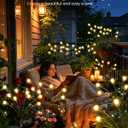 OZS 6 Pack Total 48 LED Solar Garden Lights Fairy Outdoor - Solar Firefly Lights Outdoor, Sway by Wind, Waterproof for Garden Patio Pathway Fairy Decoration (Warm White)