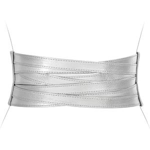 XZQTIVE Wide Elastic Belts for Women Dresses Black Waist Corset Belt for Women Fashion Wide Stretchy Belts (Fits Waist Sizes 36-40 in(leather part 14.2 in), Width:4in Braided Silver)