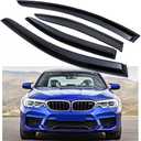 Side Window Visors Wind Deflectors Sun Rain Guards Compatible with 2017-2023 BMW 5-Series Sedan 530e 530i 540i M550i, Tape-On Black