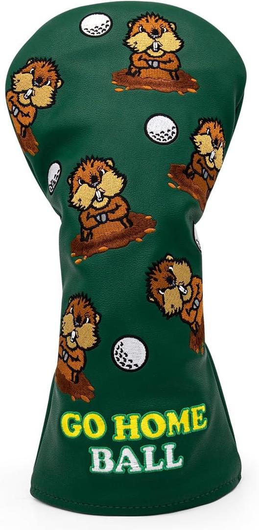 Barudan Golf Groundhog Golf Driver Head Cover Headcover 3 Wood Cover Hybrid Headcover Putter Head Cover -Fairway Rescue Wood Head Cover fits for Cobra, Taylormade, Ping