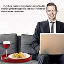 Round Solid Wood Serving Tray, Non-Slip Tea Coffee Snack Plate Food Meals Serving Tray with Raised Edges for Home Kitchen Restaurant(10.6inch,Red)