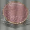 100PCS Transparent Pink Gold Plastic Plates, 7 Inch Heavy Duty Disposable Dessert Plate with Gold Rim, Round Appetizer/Salad Plates for Wedding, Party, Camping, Picnic