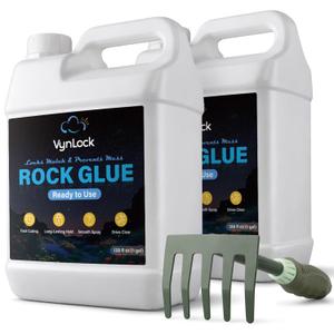 Mulch Glue for Landscaping, 2 Gallon Rock Glue with Rake, Ready to Use | Fast Drying, Strong Hold, Clear Finish for Mulch, Gravel & Decorative Rocks, Ideal for Garden Beds & Borders