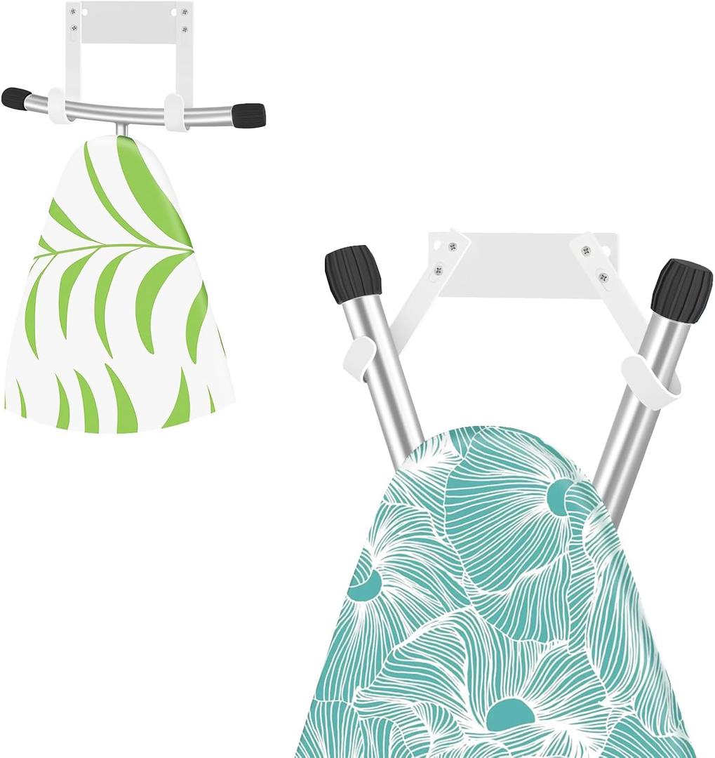 JUYSON Ironing Board Holder Wall Mount for T&Y Leg Ironing Board Hanger, Small Wall Mounted Ironing Board, Iron Holder Wall Mounted for Laundry Room (White-no Shelf)