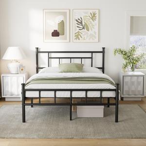 Full Size Platform Bed Frame with Headboard & Footboard 14 Inch High with Spacious Under Bed Storage No Box Spring Needed Sturdy Steel Slat Noise Free Metal Platform Bed Frame Foundation