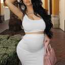GOBLES Women's Sexy Summer Outfits Bodycon Tank Top Midi Skirt 2 Piece Dress