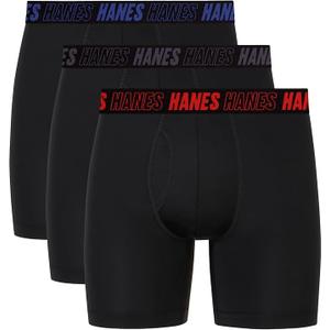 Hanes Men's Moves Performance Boxer Brief, Total Support Pouch, Regular/Trunk/Long Leg, 3-Pack, 8 L