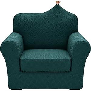 YEMYHOM Latest Checkered 2 Pieces Chair Covers for Living Room High Stretch Thickened Chair Slipcovers with Arms Anti Slip Elastic Armchair Sofa Couch Protector, 31"-46"(1 Cushion)