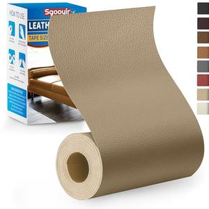 Leather Repair Patch Tape Kit, 4" x 63" Self Adhesive Leather Repair Patch for Furniture, Vinyl Leather Repair Kit for Car Seat, Chairs, Couch, Sofa, Boat Beige