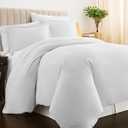 Pizuna Pure 100% Cotton King Duvet Cover with Shams, Luxurious 400 Thread Count Long Staple Cotton Sateen Weave with Hidden Button Closure (Combed White Cotton Duvet Covers King)